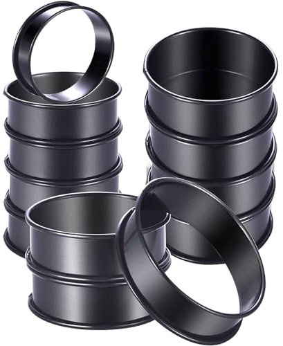 12 Stück Antihaft-Edelstahl-Törtchenformen, Crumpet-Ringe, englische Muffin-Ringe, doppelt gerollte Tarte-Ringe zum Backen