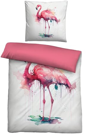 biberna Bettwäsche Linon 0044329 Flamingo 1x 135x200 cm + 1x 80x80 cm, Koralle