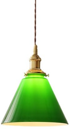 ZTTECH Lámpara Colgante Vintage de Vidrio Verde Esmeralda Lámpara de Techo en Latón Compatible con Bombillas E27 Iluminación Retro para Isla de Cocina Comedor Bar Café Dormitorio (1-Luz)