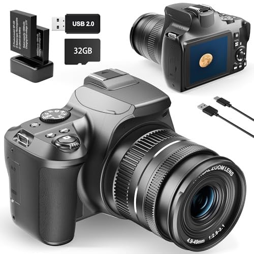NBD Digital Camera, 64MP Ultra HD, 4K Video Recording, 40X Zoom, Autofocus, Wi-Fi App Control, Includes 32GB SD Card & 2 Batteries, Ideal for Vlogging & Travel(Black)