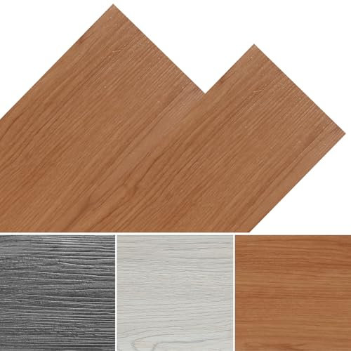 Fogmiea PVC Bodenbelag Selbstklebend Vinylboden Stabparkett Holzoptik Boden Fußboden rutschfest, wasserfest, schwer entflammbar 2.5 m²/18 Fliesen, braun Oak