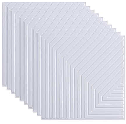 3D Paneele, 30x30cm PVC Kunststoffpaneele Wandpaneele, Akustikpaneele, Holz Optik Paneele für Gaming Zimmer Wand Decke, 10 Stück, 1m² (Weiß)