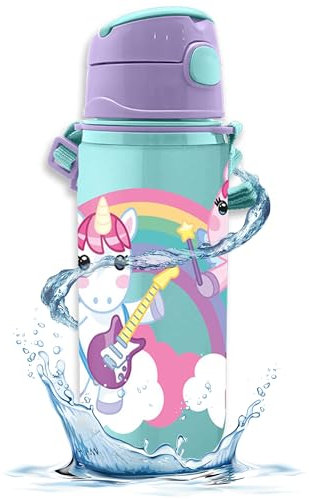 HOVUK Sweet Dreams Kids Water Bottle 600ml - Insulated Aluminium Reusable Water Bottles, Girls Sippy Bottle with Push Button, Kids Drinks Sports Childrens Water Bottle 3+years