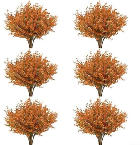 Mejora tu espacio con 6 plantas artificiales de otoño para decoración de interiores y exteriores (A)
