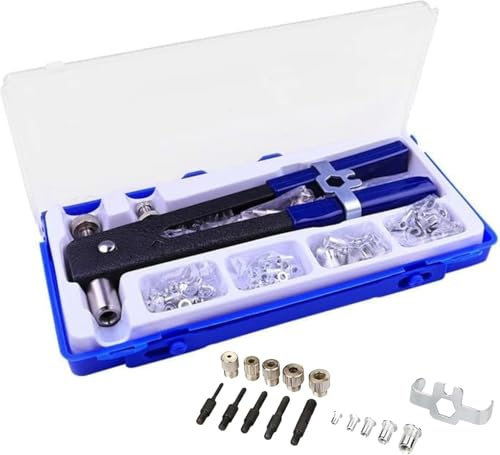 Nietzange Set, 86 Stück Nietmutternzange Set Gewindeeinsatz Nietpistolen Werkzeug, mit M3 M4 M5 M6 M8 Dorne und 80PCS Nietmuttern, 10 Nietzange Gewinde Blindnietzange vernieten Kit