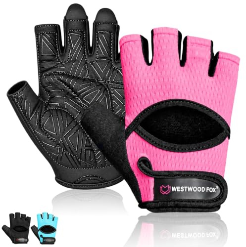 WESTWOOD FOX Fitness-Handschuhe für Damen und Herren, belüftete Handschuhe für Gewichtheben, Fitness, Radfahren und Training, mit dicker Polsterung, vollständiger Handflächenschutz, rutschfester Griff