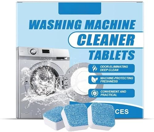 Professional Washing Machine Cleaner Tablets, 12 Pack Deep Clean Tablets for HE Front and Top Load Washers, Removes Odour and Grime Build-Up, No Additional Detergent Required