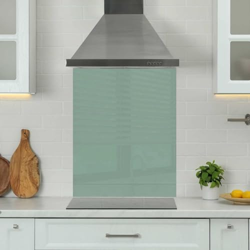 Premium 60 x 65cm Light Green 6mm Glass Toughened Kitchen Splashback