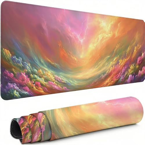 Tapis de Souris Gamer Couleur Tapis Souris XXL 1200 x 600 mm, sous Main Bureauavec Bords Cousus, Nuage Mouse Pad avec Caoutchouc Antidérapant, pour Le Bureau Et La Maison, Cadeaux pour Hommes C-6251