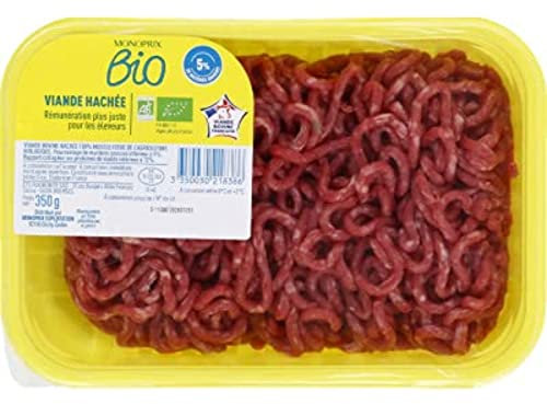 Monoprix Bio Viande bovine hachée, 5% de matières grasses, pur boeuf, bio - La barquette de 350g