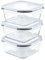Franklin Lade Glass Food Storage Containers | 3 Piece Square Set 800ml | BPA-Free Airtight LeakProof Lid | Food Containers | Glass Containers with Lids | Oven, Freezer & Dishwasher Safe