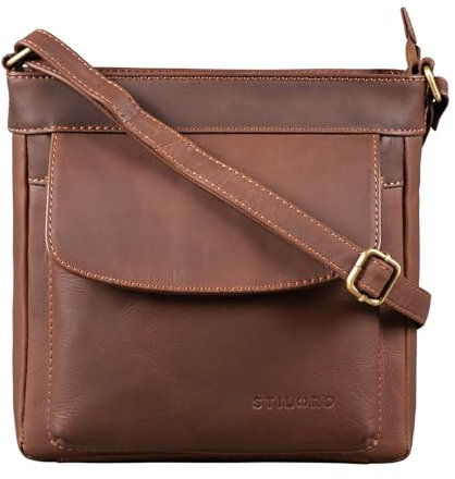 STILORD 'Melina' Vintage Damen Ledertasche Kleine Umhängetasche für Frauen Elegante Schultertasche Handtasche zum Ausgehen Freizeit Abendtasche Leder, Farbe:havanna - braun