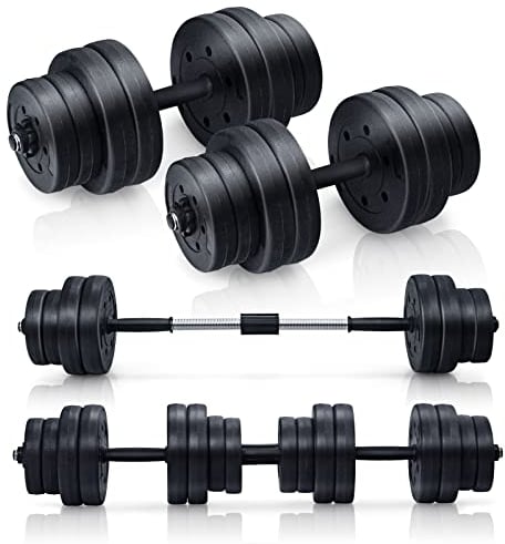 GYMAX Manubri Palestra Regolabili, Set Pesi Palestra 30 KG, Manubri, Bilancieri Regolabili Palestra Casa con Barra Bilanciere e 16 Dischi, per Fitness Casa e in Palestra