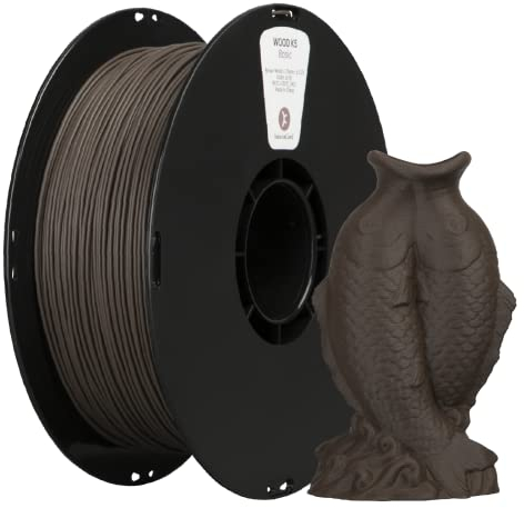 kexcelled PLA Holz Filament 1,75 mm, Wood PLA Echtholz, 3D Drucker Filament, Spezielles PLA Holzoptik, Echte Natürliche Holzfaser, Maßgenauigkeit +/- 0,03 mm, 1 kg Spule (2,2 lbs), Braun