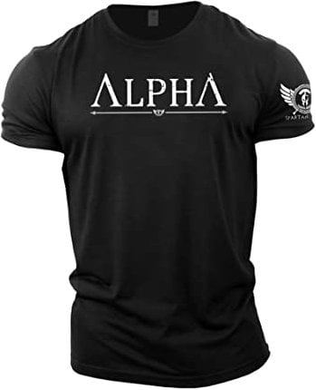 GYMTIER Spartan Forged - Alpha - Men's Gym T-Shirt Bodybuilding Training Workout Lifting Top Clothing, Black, L