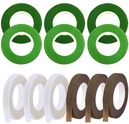 Woohome 12 Rotoli Nastro Fiorista, Floral Tapes per Confezioni di Bouquet, Carta da Regalo e Decorazioni per La Casa di Nozze
