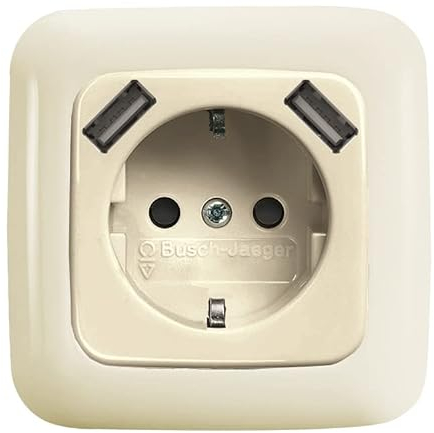 Busch-Jaeger 2x USB-Set weiß: 1x 20 EUCB2USBAC-212 USB-A + C Steckdose + 1x 2511-212 1-fach Rahmen