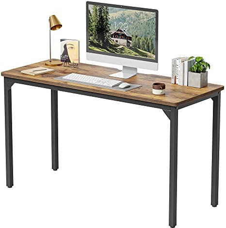 CubiCubi Schreibtisch, 120 x 60 x 75 cm Computertisch, Schreibtisch Klein PC-Tisch Stabil, schmaler Bürotisch, Arbeitszimmer, Homeoffice, Büro, einfacher Aufbau, Stahl, Industrie-Design, Braun