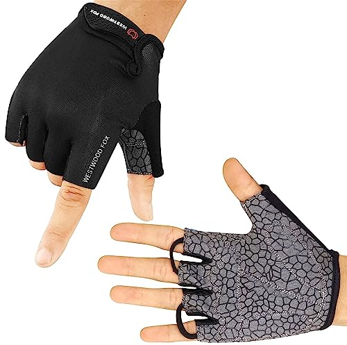Westwood Fox Fahrradhandschuhe Halbfinger Unisex Gepolsterte Griffe Handfläche Fahrrad Sommer Reiten MTB Fahrrad Handschuhe für Männer Frauen rutschfest Fingerlos Kurz Mountainbike Ride