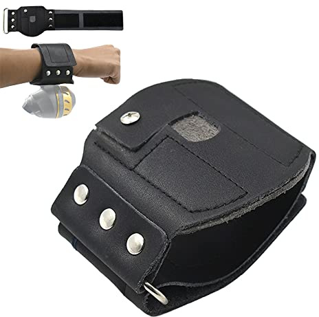 Runzkzy Shooting Fish Leather Wristband, Fishing Reel Wrist Strap, Slingshot Fishing Reel Accessories Hook and Loop Wrist Strap, Leather Wrist Brace (Package 1)