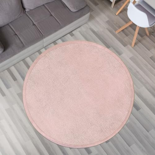 TT Home Tapis De Jeu en Mousse Tapis Chambre Enfant Soft Antidérapant Unis, Couleur: Rose Rose, Dimension:80 cm Rond