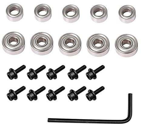 Lioaeust Guide de roulement monté, 10 embouts de toupie montés sur le dessus, guide de roulements à billes pour réparation de roulements à routeur, argent