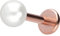 PIERCINGLINE Titan Labret mit Push Fit SYNTHETISCHE PERLE Piercing Ohr Helix Conch Tragus Roségoldfarben 1,2x6x4 mm