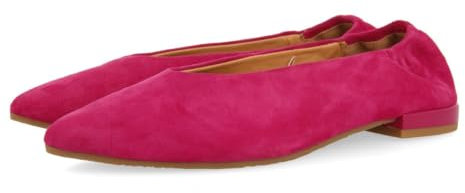 Bailarinas DE Piel Color Fucsia con Punta Fina Y TALÓN Fruncida para Mujer GAGEAC