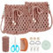 FREEBLOSS 2 Set Makramee Taschen Set Makramee Garn Set Makramee Bastelset Boho Makrame Tasche Makramee Set Anfänger mit Anleitung für Erwachsene Geschenk