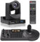 Chameye NDI PTZ Camera 30x Optical Zoom AI Auto Tracking PTZ Camera Kits + PTZ Camera Controller for Church Worship Education Events, C730N+E300 (K130N)