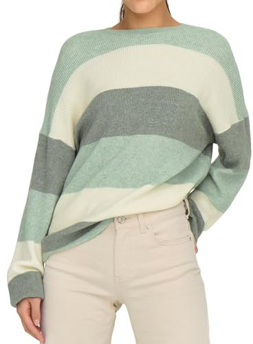 ONLY Damen Onlatia L/S Stripe Pullover KNT Noos Sweater, Silt Green,S