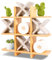 Tic Tac Toe Toilettenpapierhalter Ständer mit 4 Stück Beige Taupe Farbe Bambus Holz X Toilettenpapieraufbewahrung Badezimmer Hängeaufbewahrung Wandmontage Regale Wanddekoration für Toilettenpapier