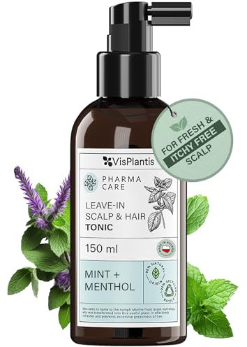 Vis Plantis Leave-in Scalp Tonic with Mint & Menthol - 150 ml Sebum Control Lotion for Oily Hair & Roots - Oily Scalp Moisturiser, Soothing & Cooling Hair Tonic - Nourishing Greasy Hair Care Treatment