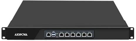 AIOPCWA 1U Firewall Appliance N100, 6X i226V 2.5GbE LAN Firewall Hardware VPN Router PC, DDR5 OPNsense Hardware 19”Rackmount for Homelab Server with VGA, SIM, Barebone, Support ODM