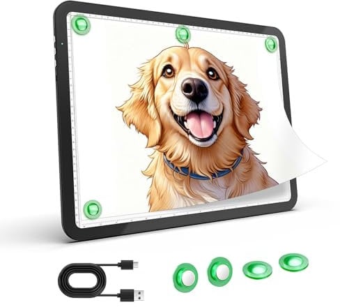 Zocelight 9000 Lux Super Bright tablette lumineuse A4,tablette dessin rechargeable avec une batterie au lithium de 4000mAh,table lumineuse aimant pour le traçage la peinture en diamant, esquisse(noir)
