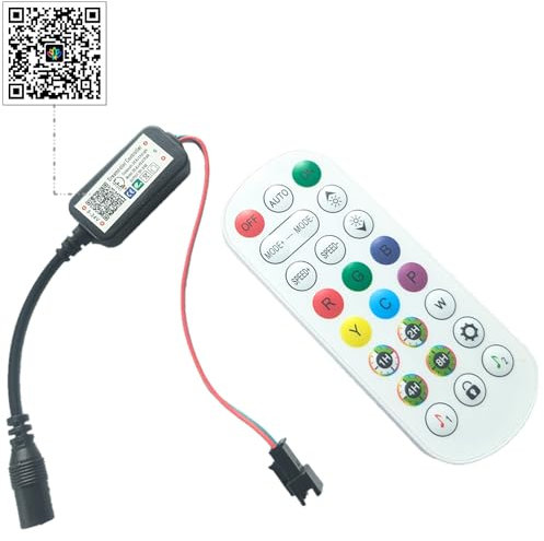 24V COB RGBIC LED Strip Controller Set, mit Infrarot Fernbedienung, Dimmbar, Memory Funktion, APP Steuerbar, Bluetooth, Timerfunktion (Dreamcolor/RGB IC, Controller Set (ohne LED Strip und Adapter))
