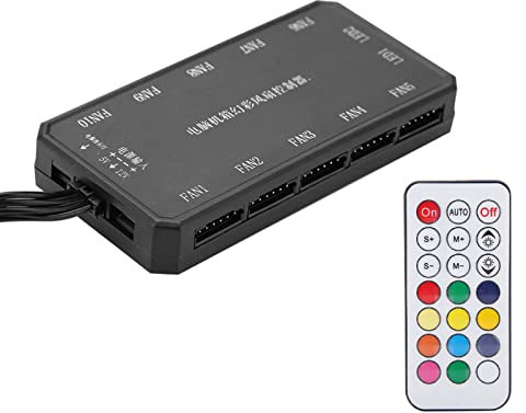 Computer-Lüfter-Controller Farbenfroher Lüftercontroller mit Drahtloser Fernbedienung für PC 15m HF-drahtlose Steuerung, Anti-Reverse-Stromversorgung, Lang Anhaltende Qualität, Gaming-Setup