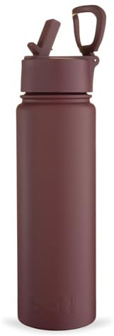 BOTL – Epic Stainless Steel Water Bottle, Leakproof Straw Lid, Insulated Bottle for Hot & Cold Drinks, 21oz 700ml sports cap with internal straw - Dark Cherry