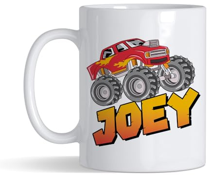 Getagift Personalised Monster Truck Gift – Custom Name Design, Ideal for Boys, 11 oz Ceramic Coffee Mug.