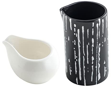 HAKIDZEL Ceramic Milk Jug Set Lightweight Portable 100Ml 200Ml Capacity White Creamer Pitchers for Dining Room and Courtyard Use