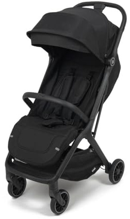 Amaati Perla Compact Lightweight Stroller, Travel Buggy, Easy Folding, Multi-Position Backrest INC Raincover from Birth to 22kg (Black)