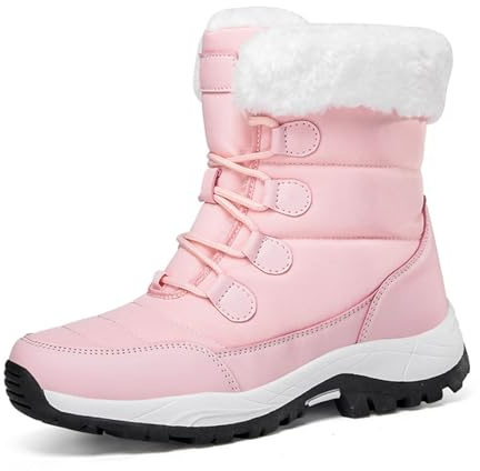 Stivali da Donna più Alti Scarpe Invernali Uomo Impermeabili Ortopediche Anfibi con Tacco Stivaletto Basso Rosa 41