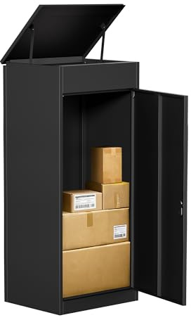 Paketbox Briefkasten mit Paketfach Paketbox Draussen Groß XXL Diebstahlgeschützter Paketbriefkasten Standbriefkasten mit Code-Schloss, wandmontiert wasserdicht für Veranda/Garten (60(152.5CM))