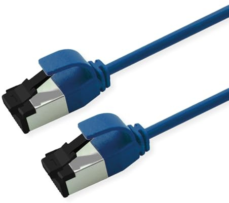 ROLINE U/FTP Patchkabel Cat.8 (Class I), Slim, LSOH, Litzendraht, blau, 0,15 m