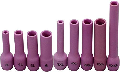 RIVERWELD TIG KIT Ugello in alluminio Tazza in ceramica extra lungo 796F70 796F71 796F72 796F73 796F74 796F75 796F76 796F77Per DB SR WP 9 20 25 Torcia per saldatura TIG 9 pezzi