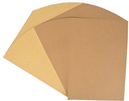 ewtshop® Kraftpapier, 50 Blätter, 25 Blätter Dunkelbraun + 25 Blätter Hellbraun, DIN A4, Naturkarton, säurefreie Qualität, Brown Natural Kraft Card, beidseitig identische Farbe und Oberfläche