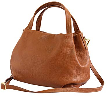 AmbraModa Damen handtasche Henkeltasche Schultertasche aus Echtleder GL023 (Cognac)