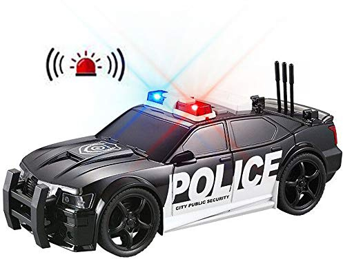 OCCAFY Police Car Toy Plastic Pursuit Rescue Vehicle with Sirnes Sound and Light for Kids Toddlers Boys 1:20