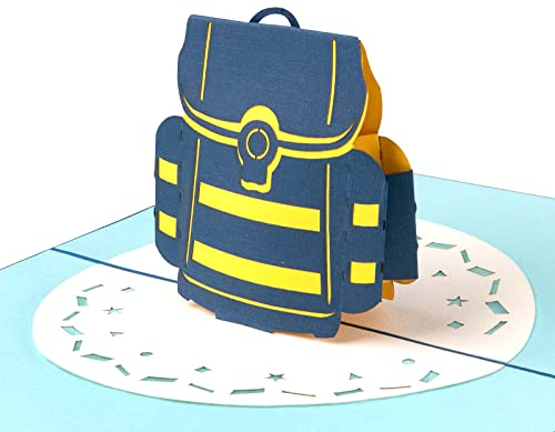 Sweetpopup® Pop Up Karte Glückwunschkarte Grußkarte Geschenkkarte Gutscheinkarte Schulanfang Einschulung Jungen - 3D Karte Schulranzen, 095