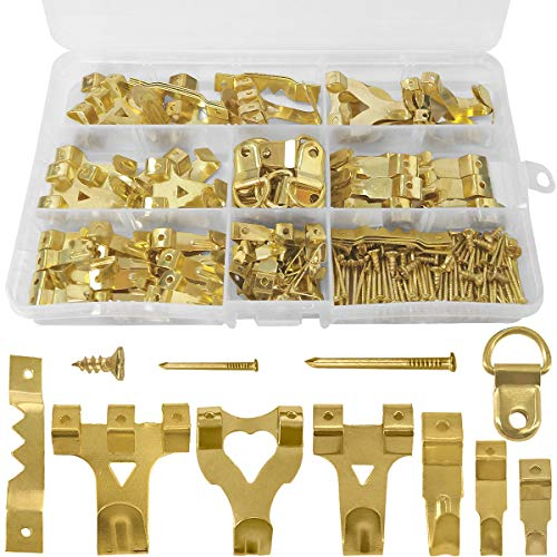 230 Pcs Picture Hooks Handy Box - Picture Hanging Kit for Picture Frame Fixing, Assorted Picture Hanger Set with Nails, Sawtooth, D Ring, Screw